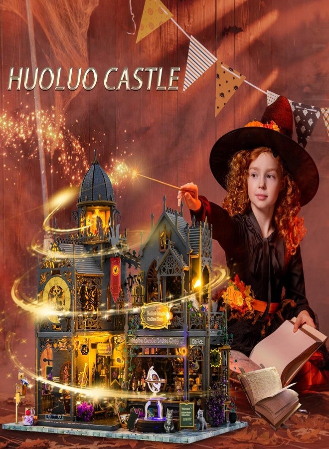 DREWIT STAR DIY Miniature Dollhouse Kit - Magic Castle Coffee Shop 3D Wooden Puzzle with LED Lights & Furniture - Creative Model Building Craft Gift for Adults & Teens (DIY Miniature House Kit) - Image 2